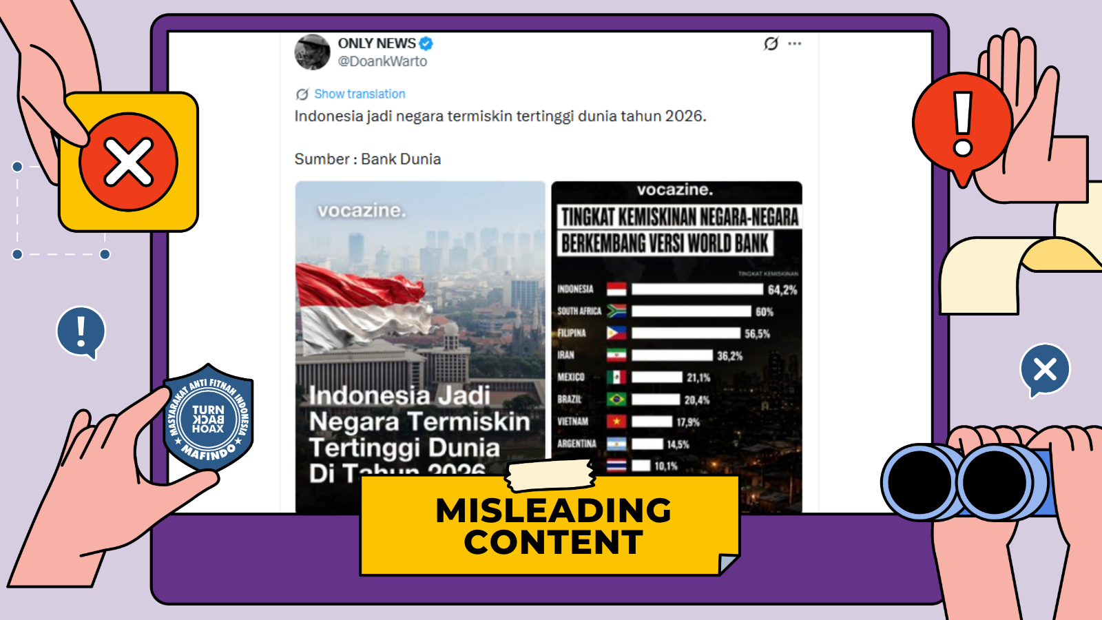[HOAKS atau FAKTA]: Dunia Tempatkan Indonesia Jadi Negara Termiskin 2026