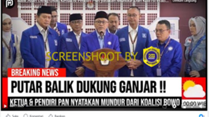 [HOAKS atau FAKTA]: Mundur dari Koalisi Prabowo, PAN Putar Balik Dukung Ganjar