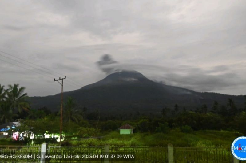 Gunung Api Lewotobi Laki-Laki Masih di Level Awas, Embusan Asap Masih Hiasi Kawah