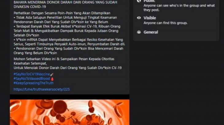 Informasi ini beredar dari media sosial Facebook. (Foto: Mafindo)