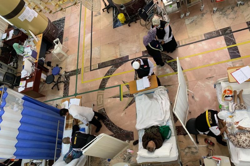 Suasana di ruang rawat Klinik Kesehatan Haji Indonesia (KKHI) Mekkah, Kamis (15/8/2019) (Hanni Sofia)	