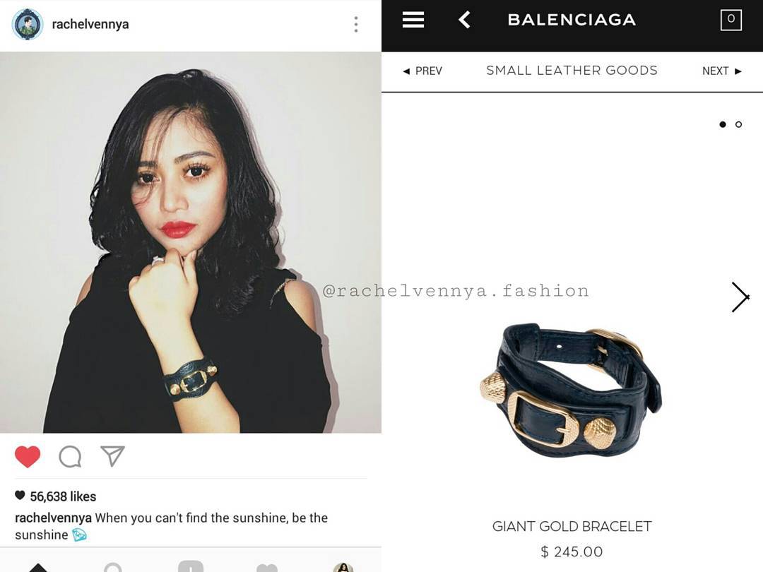 Gelang Balenciaga (Instagram @Sendal Puma (Instagram @rachelvennya.fashion)