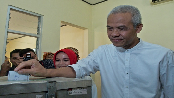 Ganjar Pranowo saat pencoblosan Pilgub Jateng
