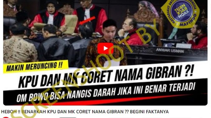[HOAKS atau FAKTA]: KPU dan MK Coret Gibran dari Cawapres Prabowo