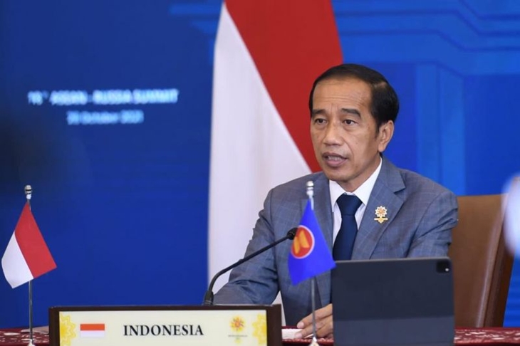 Presiden menyampaikan pidato pada Konferensi Tingkat Tinggi (KTT) ke-4 ASEAN-Rusia secara virtual di Istana Kepresidenan Bogor, Jawa Barat, Kamis (28/10/2021). ANTARA/HO-Biro Pers Sekretariat Presiden