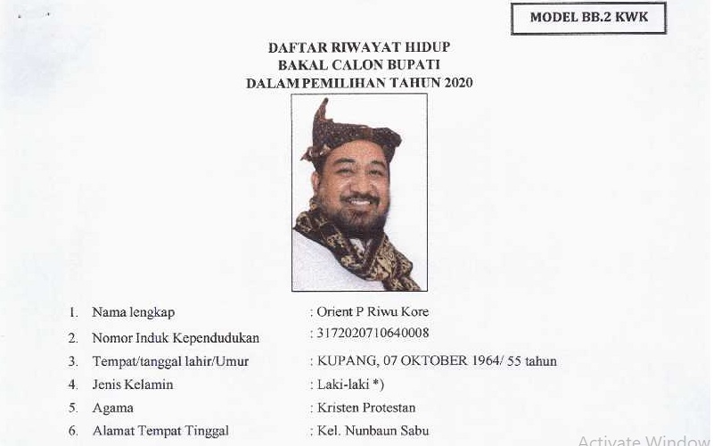 Tangkapan layar form BB2.KWK Orient P Riwu Kore