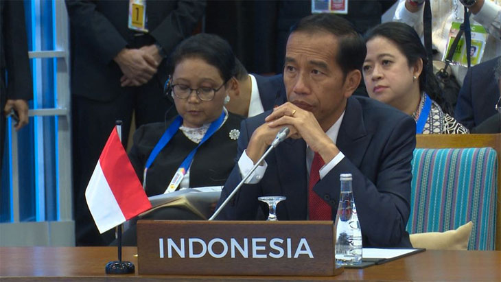 Presiden Jokowi saat berbicara di Forum KTT ke-31 ASEAN di Manila, Filipina, Senin (13/11). (Biro Pers Setpres/Laily Rachev)