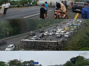 Truk Terguling di KM 92 Tol Cipularang hingga Tutup Jalan, Lalu Lintas Tersendat