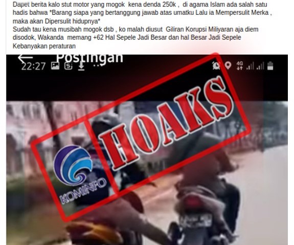[HOAKS atau FAKTA]: Stut Motor Mogok Ditilang Rp 250 Ribu