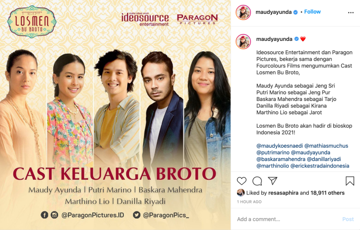 Danilla dan Maudy Ayunda Berduet untuk Sountrack ‘Losmen Bu Broto’