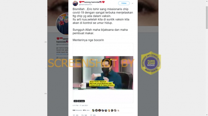[HOAKS atau FAKTA]: Vaksin COVID-19 Diberi Chip untuk Kontrol Manusia