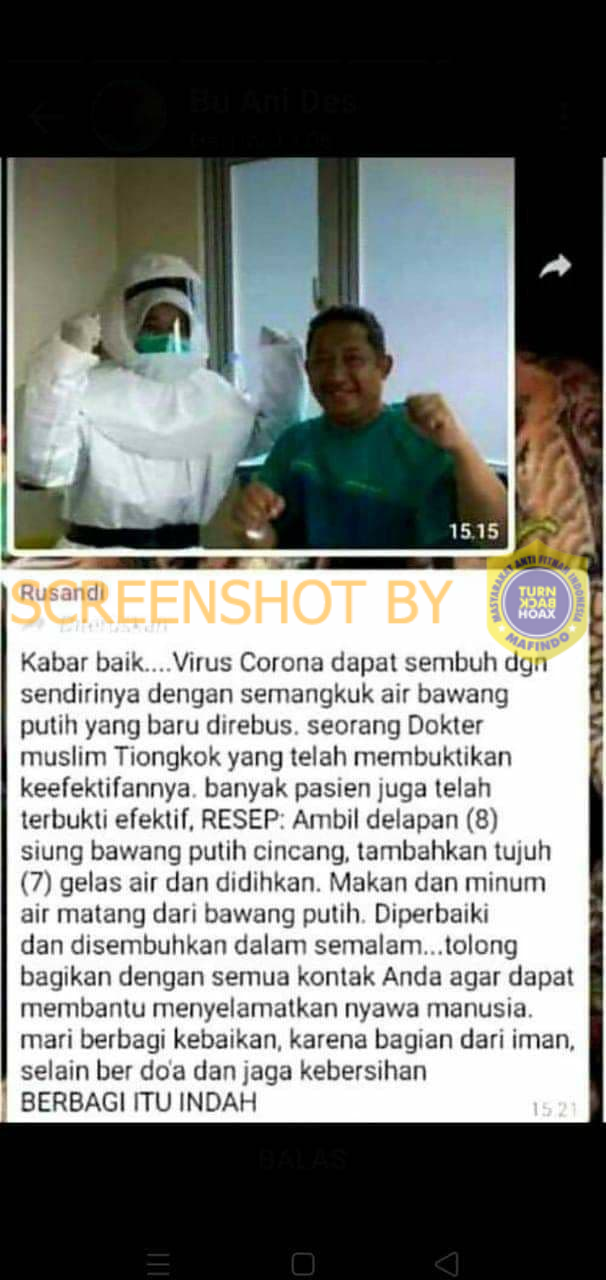 Tangkapan layar hoaks. (Foto: Mafindo)