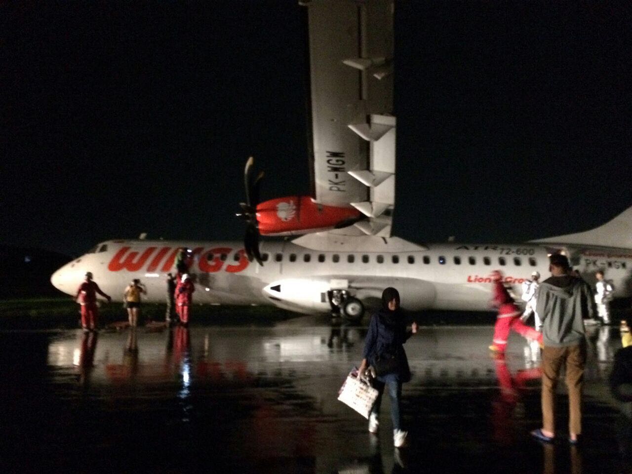 Pesawat Wings Air ATR 72-600 rute Bandung-Semarang tergelincir, Semarang, Minggu (25/12.) (Foto Ist)