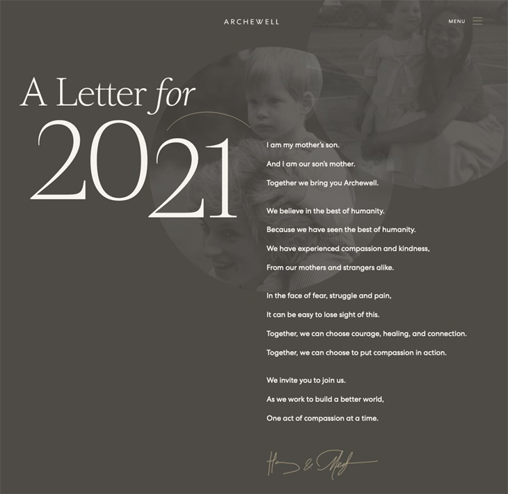 Pangeran Harry dan Meghan Markle Tulis Surat untuk Harapan di 2021