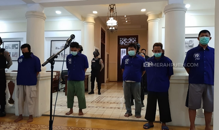 Lima orang pelaku intoleran ditangkap Polda Jawa Tengah, Selasa (11/8). (MP/Ismail)