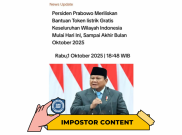 [HOAKS atau FAKTA]: Presiden Prabowo Gratiskan Token Listrik PLN selama Oktober 2025