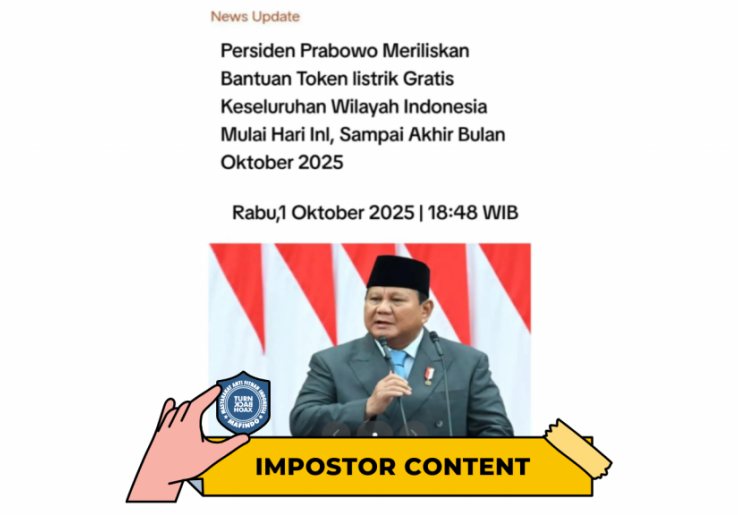 [HOAKS atau FAKTA]: Presiden Prabowo Gratiskan Token Listrik PLN selama Oktober 2025