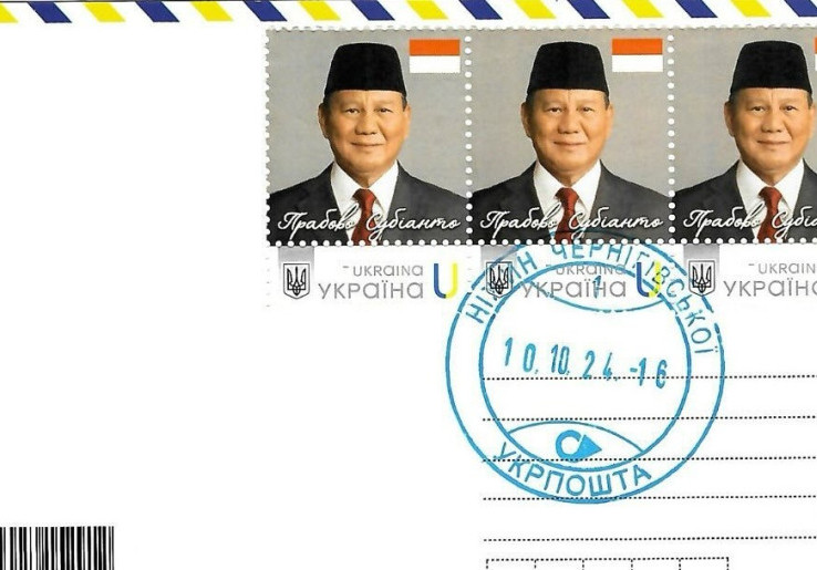 Prangko Rilisan Ukraina Tampilkan Presiden Prabowo Subianto