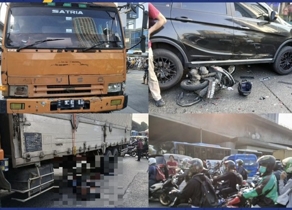 Truk Tronton Tabrak Motor dan Mobil di Slipi, 1 Orang Tewas