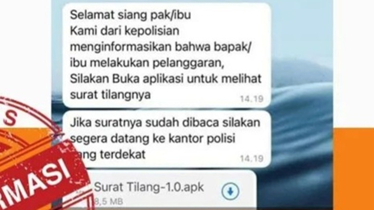 [HOAKS atau FAKTA]: Polisi Kirim Surat Tilang Lewat WhatsApp