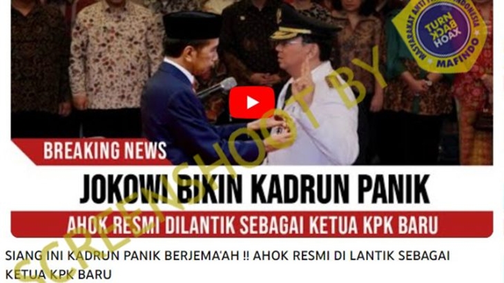 [HOAKS atau FAKTA]: Jokowi Lantik Ahok Jadi Ketua KPK