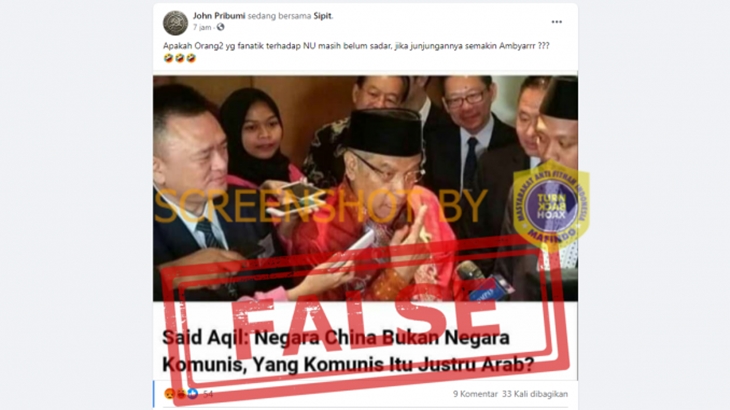 [HOAKS atau FAKTA]: Said Aqil Sebut Arab Merupakan Negara Komunis
