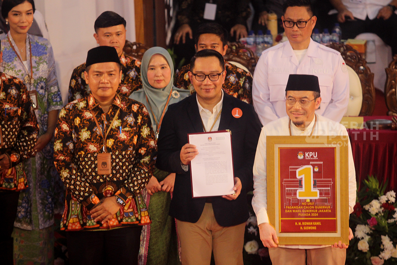 Pilkada DKI Jakarta 2024: Pasangan Ridwan Kamil-Suswono No Urut 1