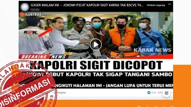[HOAKS atau FAKTA]: Jokowi Copot Kapolri Gegara Tak Sigap Tangani Ferdy Sambo
