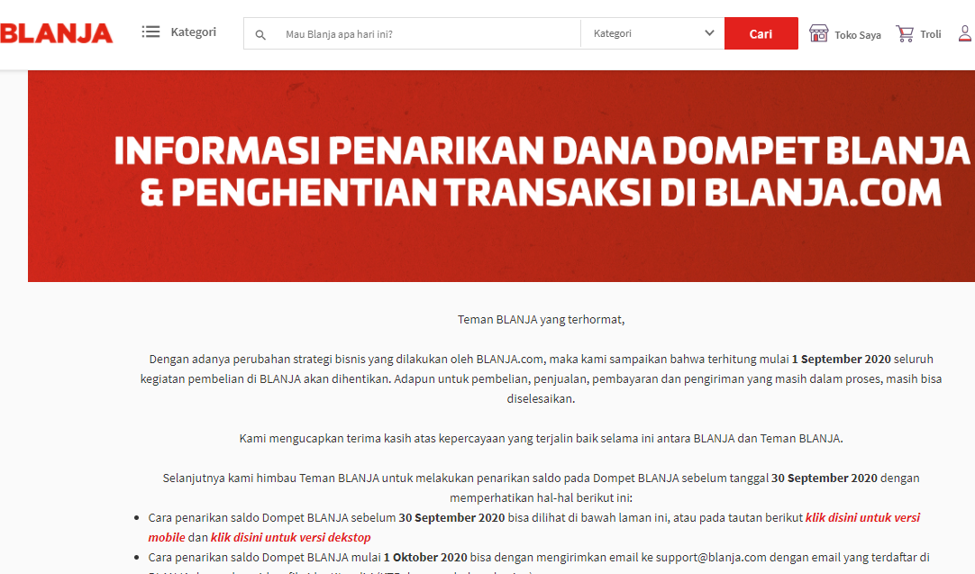 Pengumuman Blanja.com