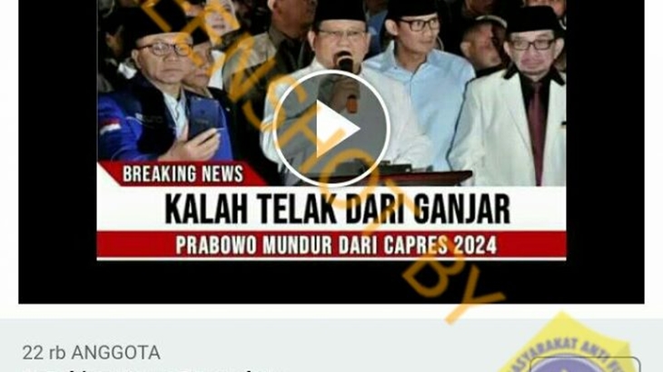 [HOAKS atau FAKTA]: Menyerah dari Ganjar, Prabowo Mundur dari Pilpres 2024
