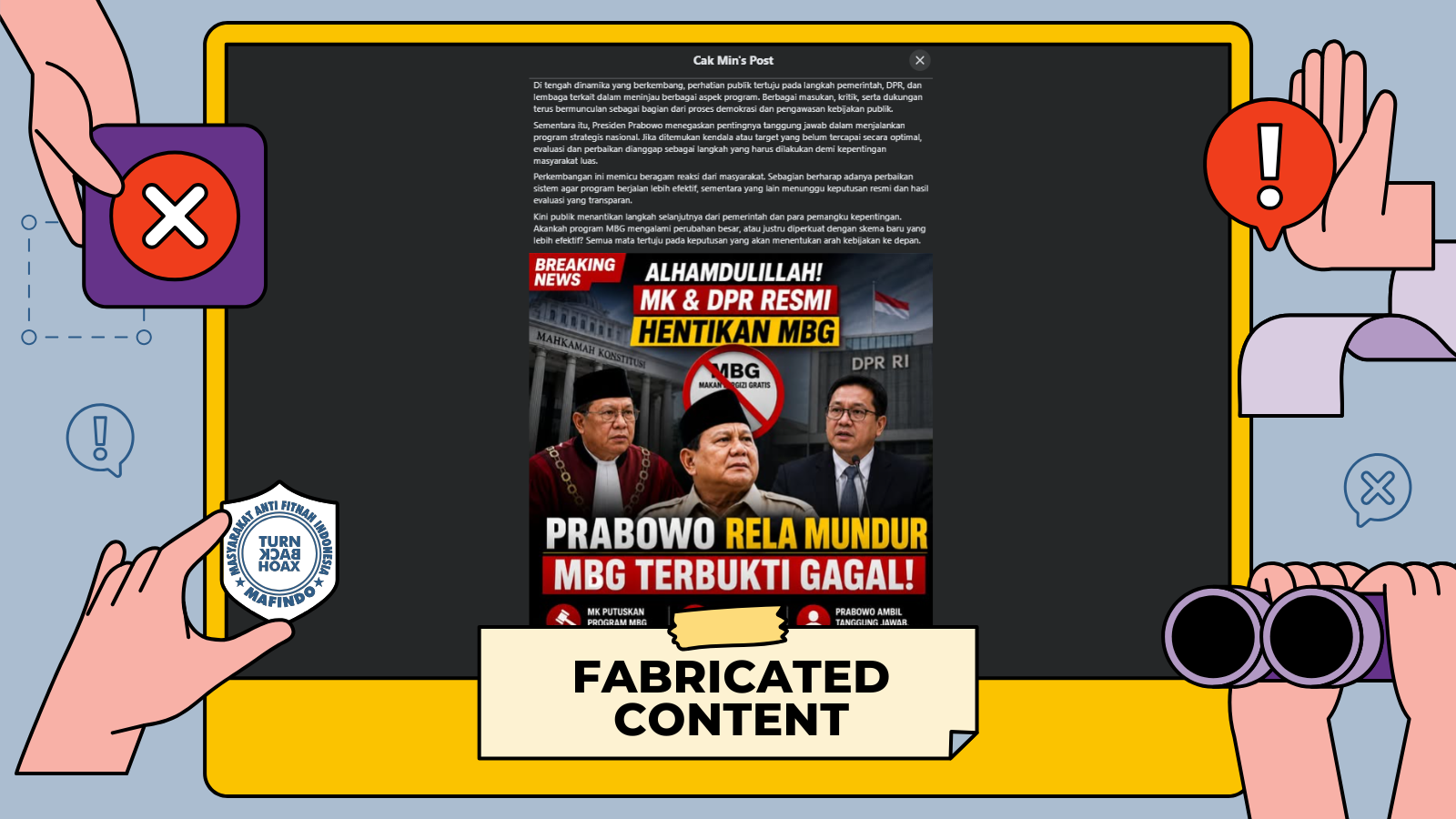 [HOAKS atau FAKTA] : MK Perintahkan Program MBG Dihentikan