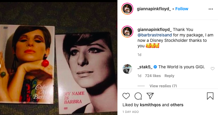 Barbra Streisand Hadiahkan Saham Disney untuk Putri George Floyd