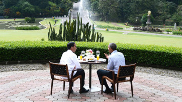 Presiden Jokowi menerima kunjungan Obama di Istana Bogor