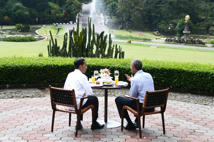 Presiden Jokowi menerima kunjungan Obama di Istana Bogor