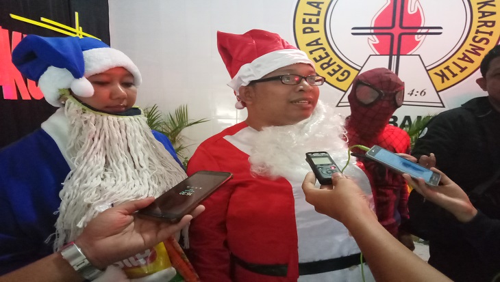 Korlap kegiatan Natal bertema Super Hero, Agus Widanarko, Selasa (24/12). (MP/Ismail)