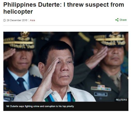 Duterte Akan Lempar Pejabat Korupsi dari Helikopter