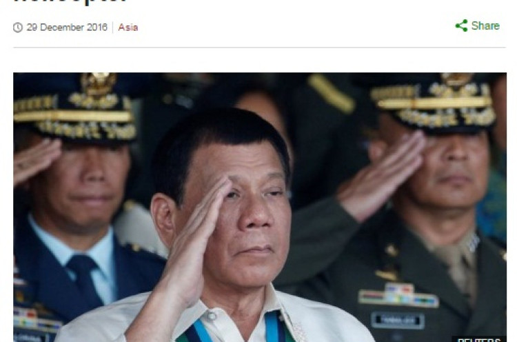 Duterte Akan Lempar Pejabat Korupsi dari Helikopter