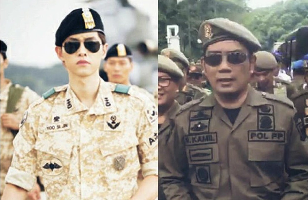 Sama-Sama Pakai Seragam, Ganteng Mana Ridwan Kamil atau Song Joong Ki
