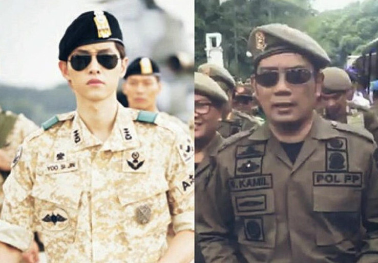 Sama-Sama Pakai Seragam, Ganteng Mana Ridwan Kamil atau Song Joong Ki
