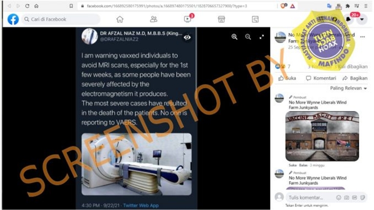 [HOAKS atau FAKTA]: Scan MRI Harus Dihindari Setelah Suntikan Vaksin COVID-19