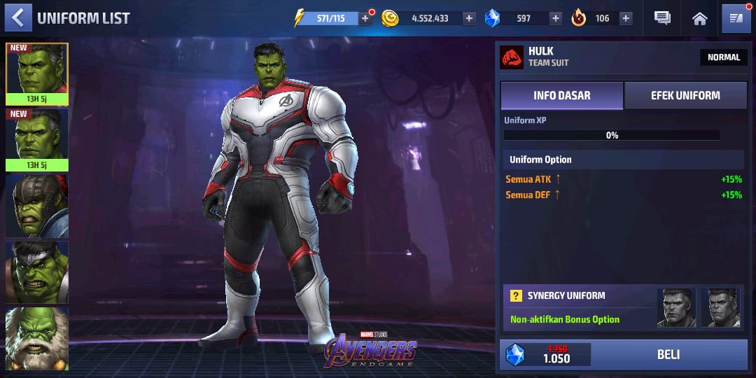 Penampilah Hulk di Avengers: Endgame muncul di gim ini (Sumber: Screenshot)