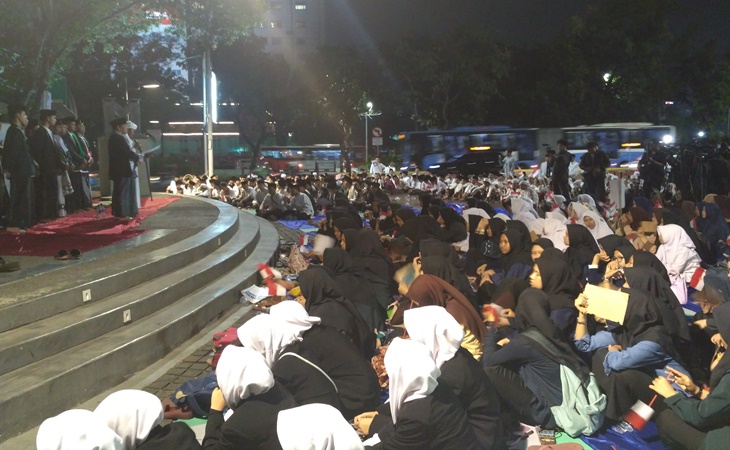 Para santri dalam deklarasi dukungan kepada Jokowi