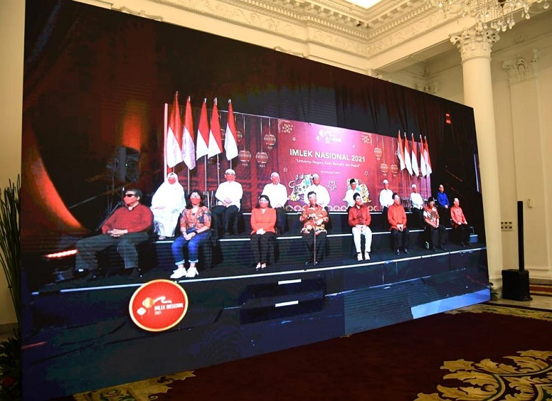 Perayaan Imlek Nasional secara virtual. (Foto: Sekretariat Presiden)