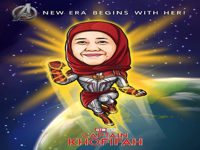  Terkena Demam Avengers, Gubernur Khofifah Berubah Jadi Captain Khofifah