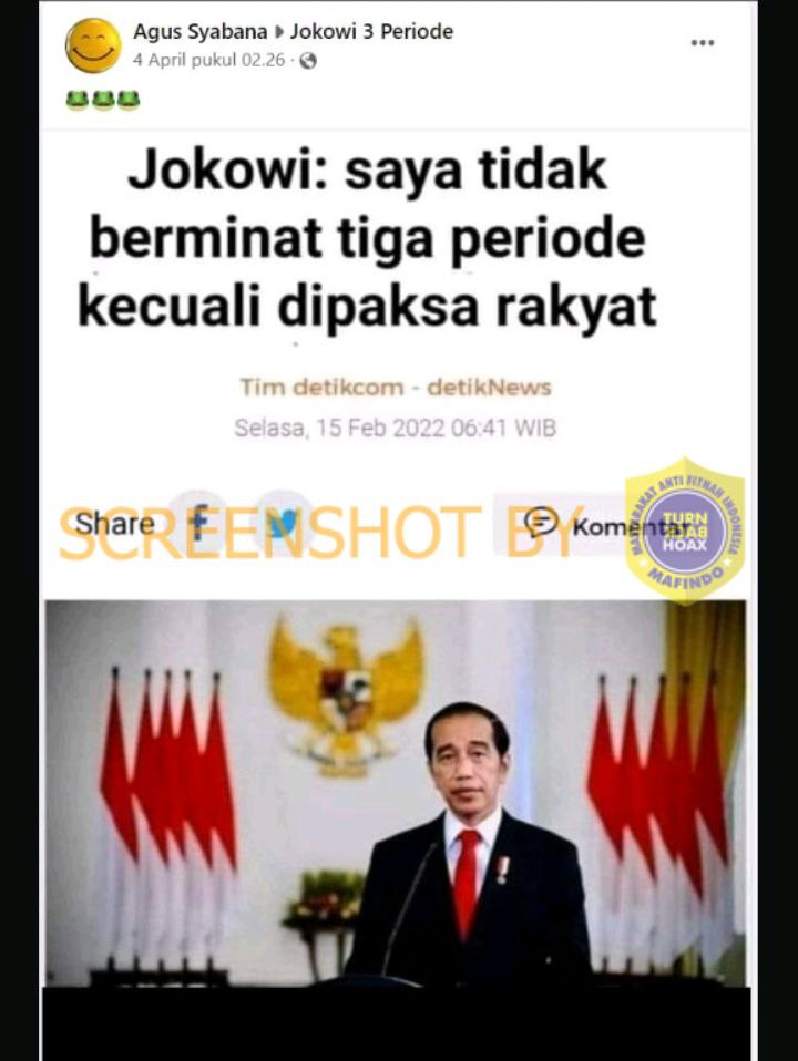Tangkapan Layar Jokowi 3 Periode. (Foto: Mafindo)