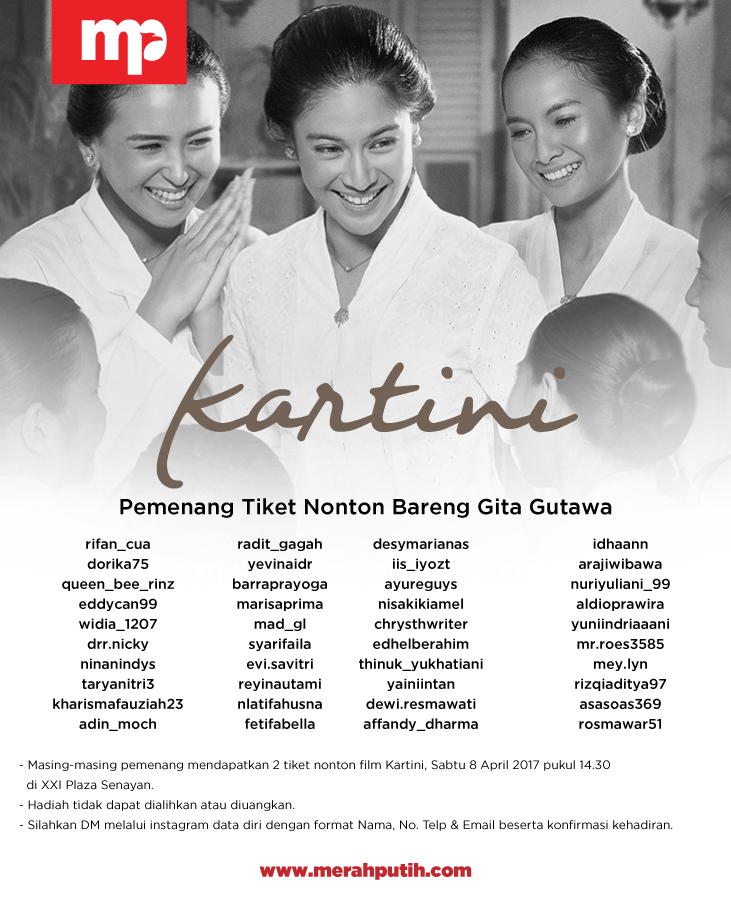 Poster Pemanang Kuis Nobar Kartini
