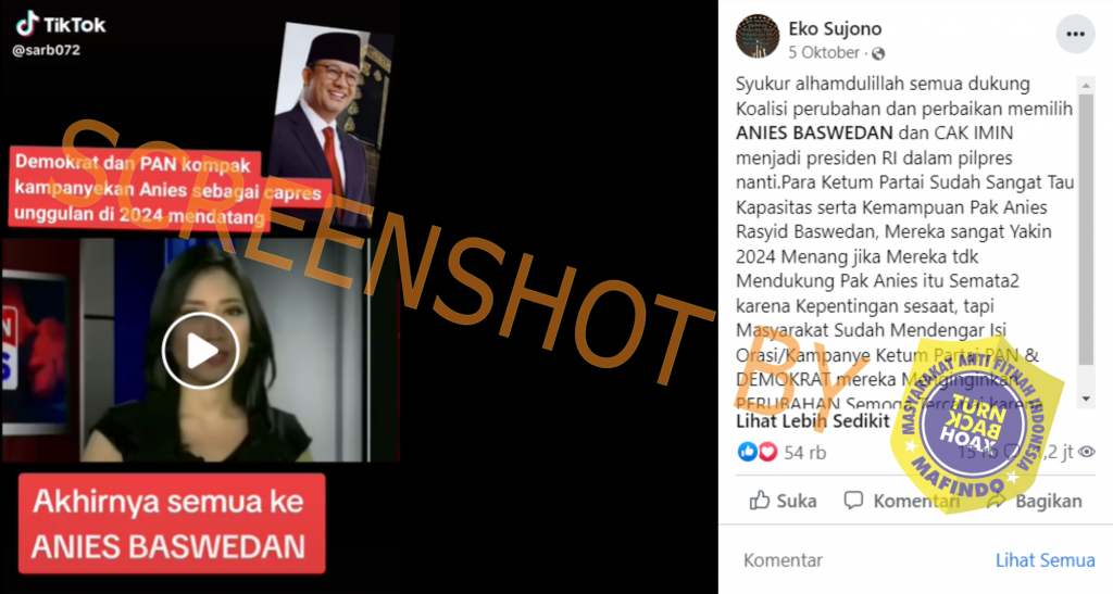 [HOAKS atau FAKTA]: PAN dan Demokrat Kampanyekan Anies Sebagai Capres 