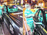 Sopir Mercedes Mencuci Mobil di Lampu Merah