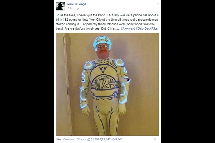 Bantah Cabut Dari Blink 182, Akun FB Tom Delonge Banjir Caci Maki Fans Blink - 182