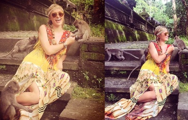 Liburan Di Bali, Paris Hilton Foto Mesra Bareng Kera